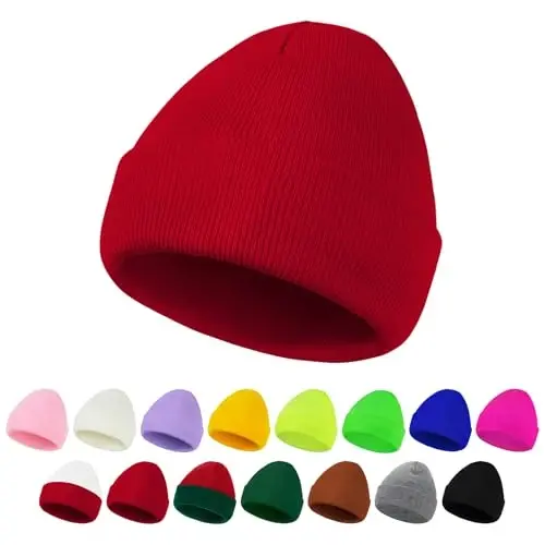 American Trends Winter Hats for Men Women Cuffed Beanies Hat Soft Plain Knit Hats Skull Caps 