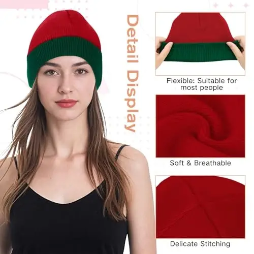 American Trends Winter Hats for Men Women Cuffed Beanies Hat Soft Plain Knit Hats Skull Caps - 2