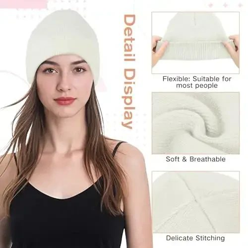 American Trends Winter Hats for Men Women Cuffed Beanies Hat Soft Plain Knit Hats Skull Caps - 3