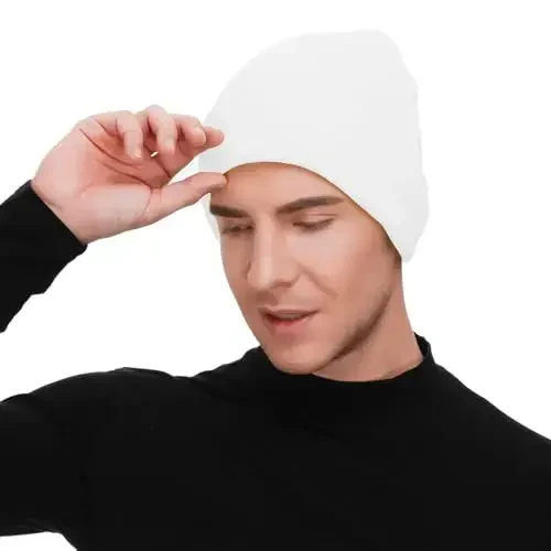 American Trends Winter Hats for Men Women Cuffed Beanies Hat Soft Plain Knit Hats Skull Caps - 4