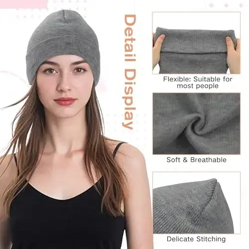 American Trends Winter Hats for Men Women Cuffed Beanies Hat Soft Plain Knit Hats Skull Caps - 2