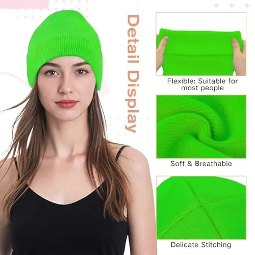 American Trends Winter Knit Beanie Hat for Men Women Soft Stretch Skull Cap | Vibrant High-Saturation Colors for DIY Costumes, Soft Skin-Friendly, Versatile for Outdoor & Parties, Cosplay & Daily Wear - 3