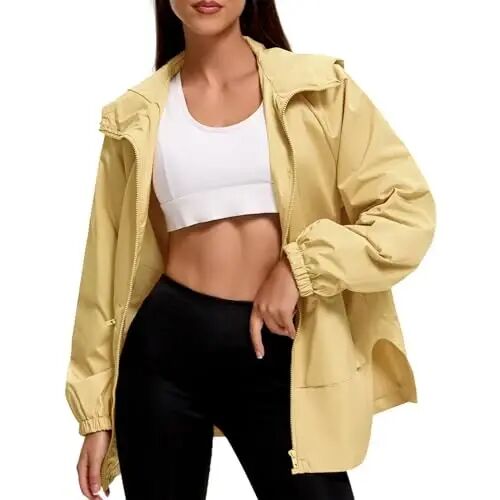 American Trends Women Rain Jacket with Hood Lightweight Rain Coats for Women Trench Waterproof Windbreaker With Back Pockets - 1