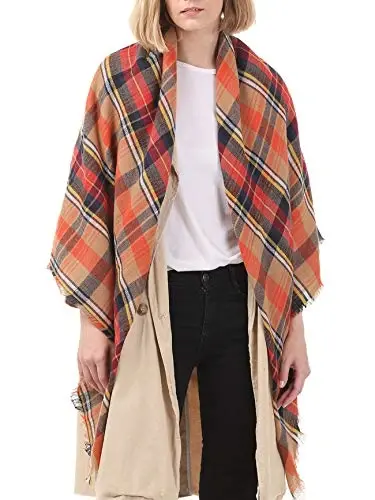 American Trends Women's Cozy Warm Winter Fall Blanket Scarf Stylish Soft Chunky Checked Giant Scarves Shawls - 4