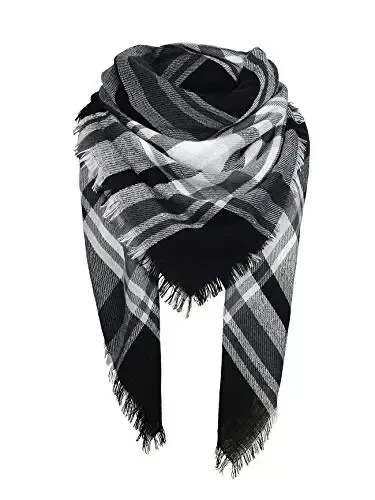 American Trends Women's Cozy Warm Winter Fall Blanket Scarf Stylish Soft Chunky Checked Giant Scarves Shawls - 1