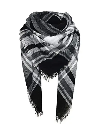 American Trends Women's Cozy Warm Winter Fall Blanket Scarf Stylish Soft Chunky Checked Giant Scarves Shawls 