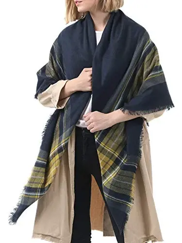 American Trends Women's Cozy Warm Winter Fall Blanket Scarf Stylish Soft Chunky Checked Giant Scarves Shawls - 4
