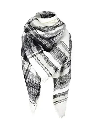 American Trends Women's Cozy Warm Winter Fall Blanket Scarf Stylish Soft Chunky Checked Giant Scarves Shawls - 1