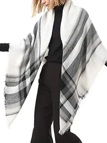 American Trends Women's Cozy Warm Winter Fall Blanket Scarf Stylish Soft Chunky Checked Giant Scarves Shawls - 4