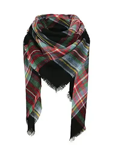 American Trends Women's Cozy Warm Winter Fall Blanket Scarf Stylish Soft Chunky Checked Giant Scarves Shawls - 1