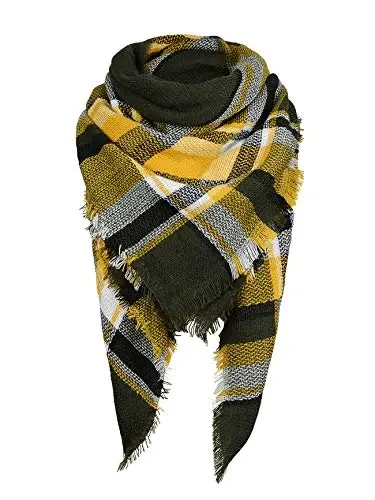 American Trends Women's Cozy Warm Winter Fall Blanket Scarf Stylish Soft Chunky Checked Giant Scarves Shawls - AMERICAN
