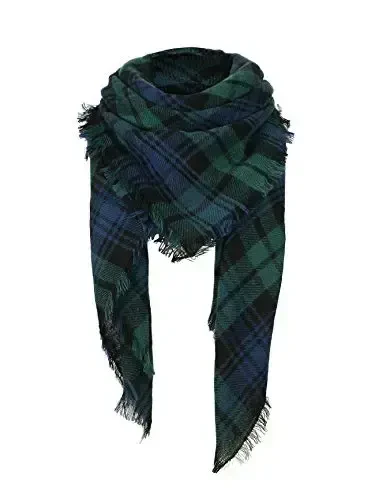 American Trends Women's Cozy Warm Winter Fall Blanket Scarf Stylish Soft Chunky Checked Giant Scarves Shawls - 2