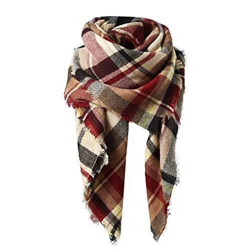 American Trends Womens Fall Winter Scarf Plaid Tassel Soft Warm Blanket Scarves Womens Shawl Wraps - 13