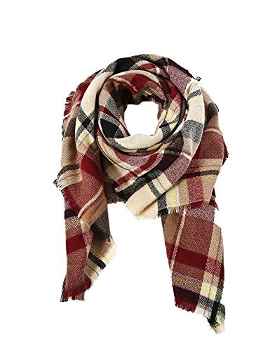 American Trends Womens Fall Winter Scarf Plaid Tassel Soft Warm Blanket Scarves Womens Shawl Wraps - 2