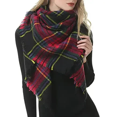 American Trends Womens Fall Winter Scarf Plaid Tassel Soft Warm Blanket Scarves Womens Shawl Wraps - 3