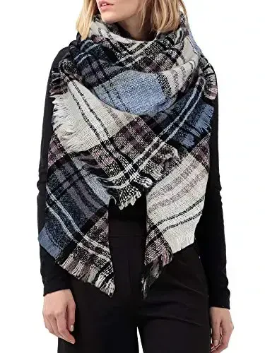 American Trends Womens Fall Winter Scarf Plaid Tassel Soft Warm Blanket Scarves Womens Shawl Wraps - 2