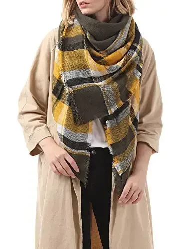 American Trends Womens Fall Winter Scarf Plaid Tassel Soft Warm Blanket Scarves Womens Shawl Wraps - 3
