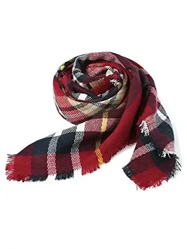 American Trends Womens Fall Winter Scarf Plaid Tassel Soft Warm Blanket Scarves Womens Shawl Wraps - 4