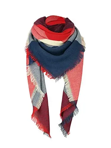 American Trends Womens Kuzgi Qishki Sharf Plaid Tassel Yumshoq Issiq Adyol Sharflar Ayollar Ro'moli O'ramlari - AMERICAN
