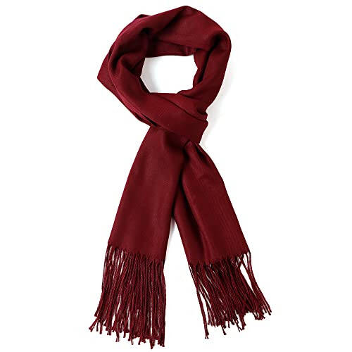 AMERICHAMP Super Soft Elegant Scarf for Women Men Cashmere Feel Winter Fall Fashion fringe Gift Lightweight solid cozy - 1