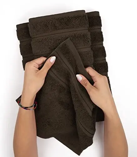 Amerika Soft Linen Hashamatli 4 qismli hammom sochiqlari, 600 GSM 100% paxta Turk hammom sochiqlari, 27x54 dyuym o'ta katta dush sochiqlari, Jigarrang - 5