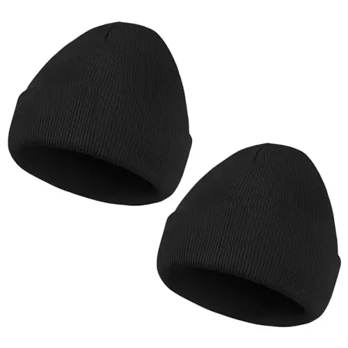 American Trends Winter Hats for Men Women Cuffed Beanies Hat Soft Plain Knit Hats Skull Caps - 1