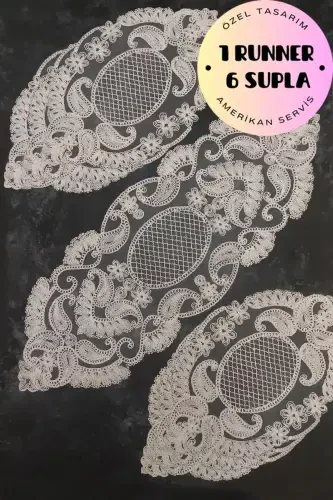 Amerikan Servis, 1 Runner 6 Supla Krem Yemek Servis Takımı, Masa Örtüsü Seti, Servis Sunum Seti-MLD - ÇT ÇEYIZCI TEKSTIL (1)