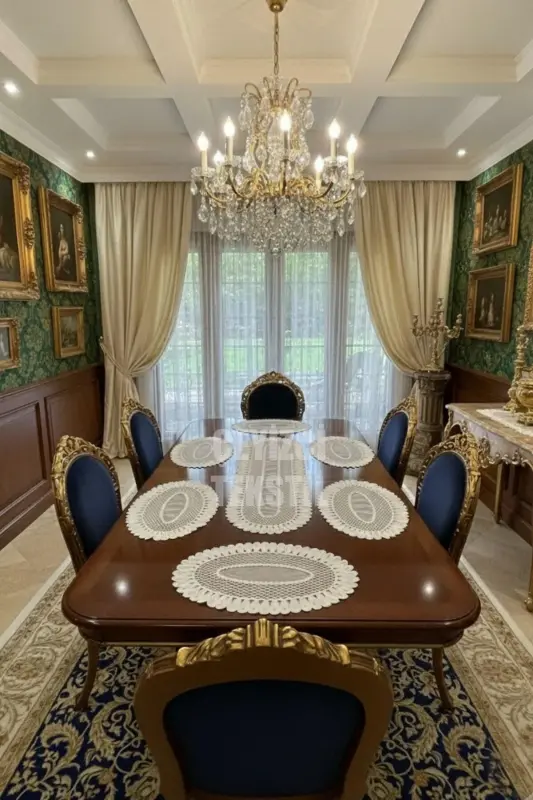 Amerikan Servis, 1 Runner 6 Supla Yemek Servis Takımı, Masa Örtüsü Seti, Servis Sunum Seti-Beyaz - ÇT ÇEYIZCI TEKSTIL