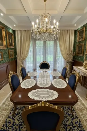 Amerikan Servis, 1 Runner 6 Supla Yemek Servis Takımı, Masa Örtüsü Seti, Servis Sunum Seti-Beyaz - 1