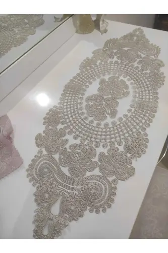 Amerikan Servis, 1 Runner 6 Supla Yemek Servis Takımı, Masa Örtüsü Seti, Servis Sunum Seti-Kahverengi - 3