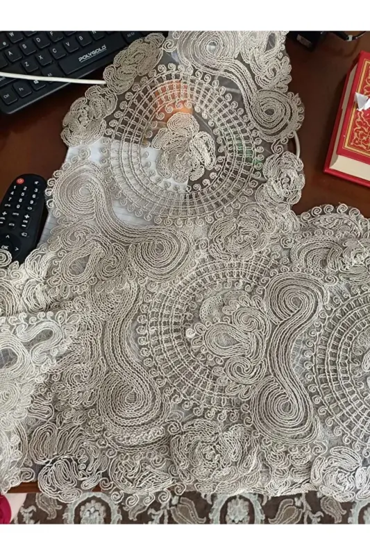 Amerikan Servis, 1 Runner 6 Supla Yemek Servis Takımı, Masa Örtüsü Seti, Servis Sunum Seti-Kahverengi - 4