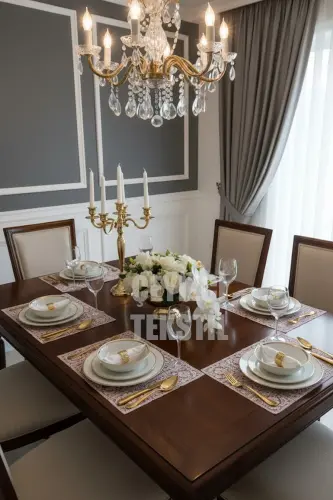 Amerikan Servis, 6 Supla Ekru 30x38cm Yemek Servis Takımı, Masa Örtüsü Seti, Servis Sunum Seti-6lı Supla Pembe 