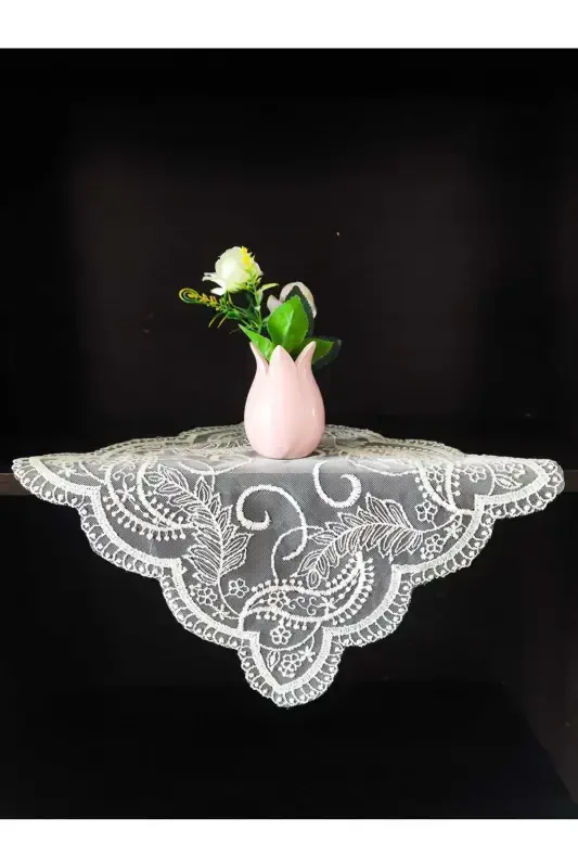 Amerikan Servis, 6 Supla Ekru 30x30cm Yemek Servis Takımı, Masa Örtüsü Seti, Servis Sunum Seti-Amerikan Servis Model 8 - 3