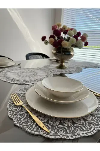 Amerikan Servis Supla Va Runner To‘plami 6 Kishi Uchun-Ekru - 7