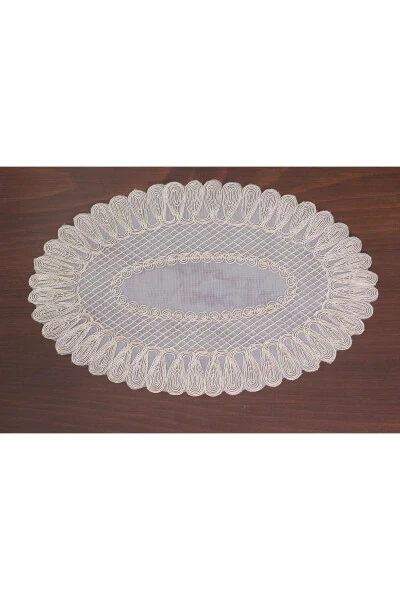 Amerikan Servis Supla Ve Runner Seti 6 Kişilik Set Nakışlı Vivien Bej 7 Parça Masa Ve Sunum Takımı - Modazone (1)