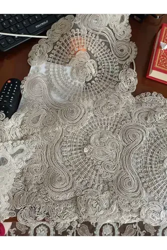 Amerikan Servisi, 1 Runner 6 Supla Ovqat Servis To'plami, Dasturxon To'plami, Servis Taqdimot To'plami - Kofe - 4