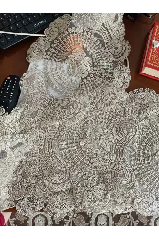 Amerikan Servisi, 1 Runner 6 Supla Ovqat Servis To'plami, Dasturxon To'plami, Servis Taqdimot To'plami - Kofe - 4