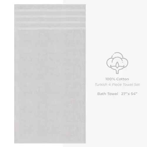 Amerikan Soft Linen Lüks 4 Parça Banyo Havlusu Seti, 600 GSM %100 Pamuklu Banyo için Türk Banyo Havluları, 27x54 inç Büyük Banyo Duş Havluları, Gümüş Gri - 4