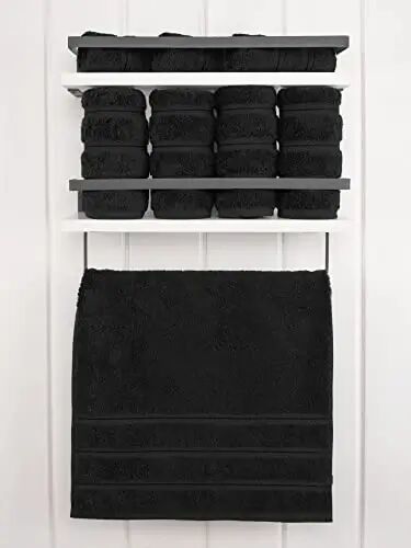 Amerikan Soft Linen Lüks Banyo El Havluları, 600 GSM Ağır Gramaj 16x28 Boyut %100 Pamuk Türk 4 Parça El Yüz Havlusu Seti, Siyah El Havluları - 2