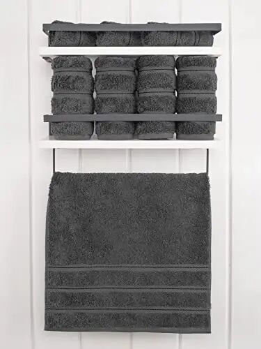 Amerikan Soft Linen Lüks Banyo El Havluları, 600 GSM Ağır Gramaj 16x28 Ebat %100 Pamuk Türk 4 Parça El ve Yüz Havlusu Seti, Koyu Gri El Havluları - 2