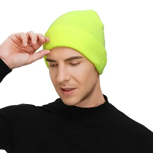American Trends Winter Hats for Men Women Cuffed Beanies Hat Soft Plain Knit Hats Skull Caps - 4
