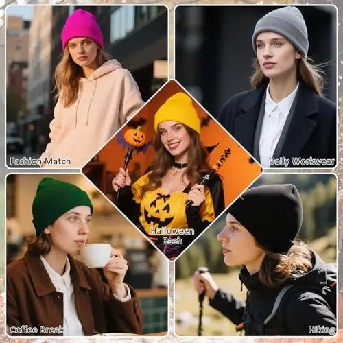 American Trends Winter Hats for Men Women Cuffed Beanies Hat Soft Plain Knit Hats Skull Caps - 6