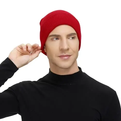 American Trends Winter Hats for Men Women Cuffed Beanies Hat Soft Plain Knit Hats Skull Caps - 4