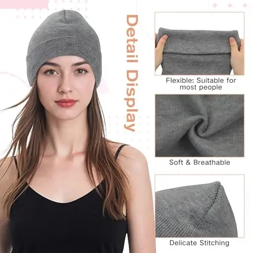 American Trends Winter Hats for Men Women Cuffed Beanies Hat Soft Plain Knit Hats Skull Caps - 2