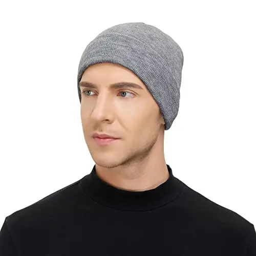 American Trends Winter Hats for Men Women Cuffed Beanies Hat Soft Plain Knit Hats Skull Caps - 4