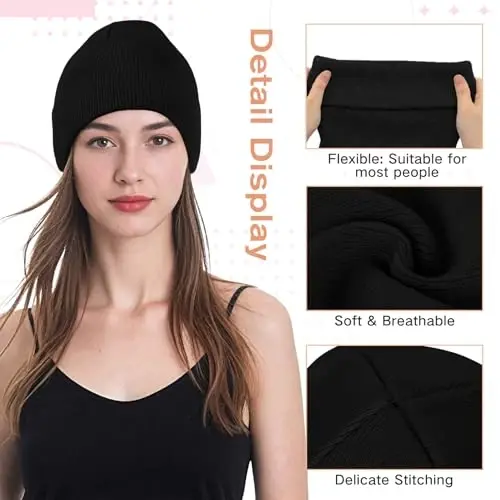 American Trends Winter Hats for Men Women Cuffed Beanies Hat Soft Plain Knit Hats Skull Caps - 3