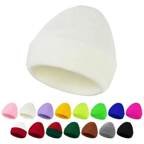 American Trends Winter Hats for Men Women Cuffed Beanies Hat Soft Plain Knit Hats Skull Caps - 1