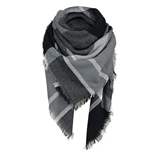 American Trends Women's Cozy Warm Winter Fall Blanket Scarf Stylish Soft Chunky Checked Giant Scarves Shawls 