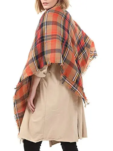 American Trends Women's Cozy Warm Winter Fall Blanket Scarf Stylish Soft Chunky Checked Giant Scarves Shawls - 6