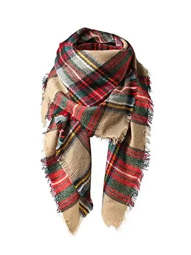 American Trends Women's Cozy Warm Winter Fall Blanket Scarf Stylish Soft Chunky Checked Giant Scarves Shawls - 1